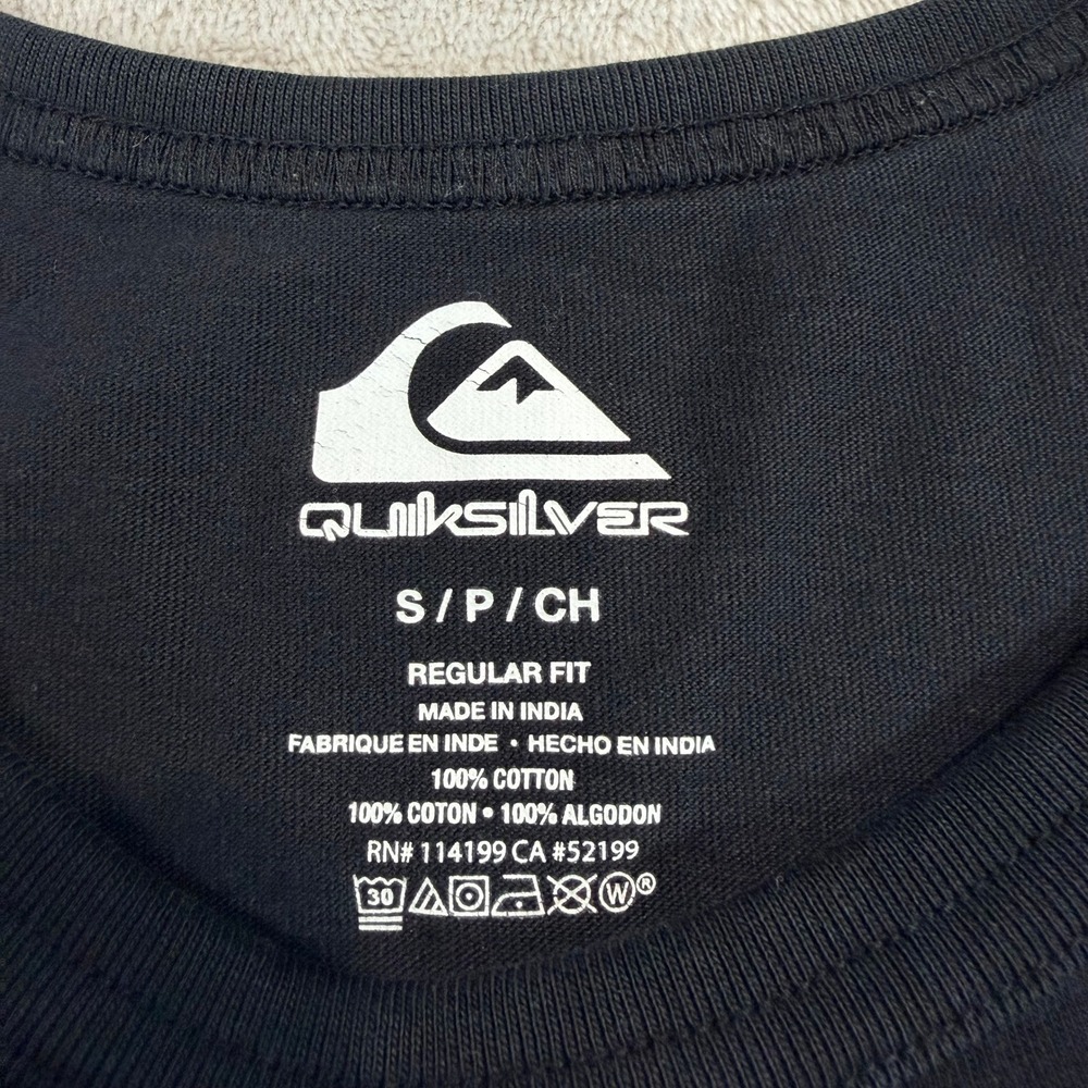 Quiksilver Mens Tank Top Black Graphic Surf Logo Small - Picture 3 of 9